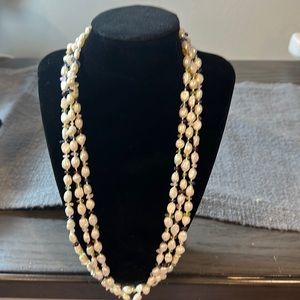 24” white multi color beaded three tier necklace